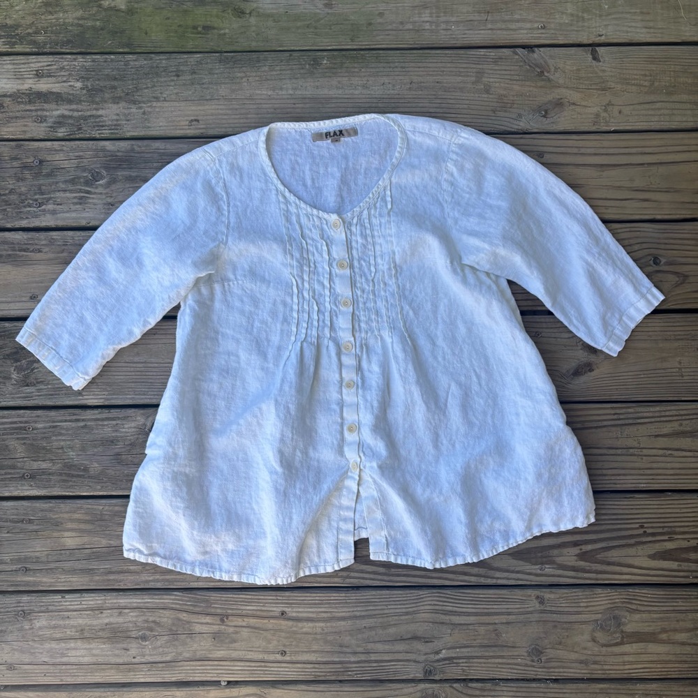 FLAX Oversized White Linen Tunic